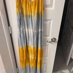 Knox Rose Yellow and Blue Tie-Dye Maxi Dress